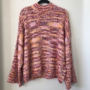 NWT Andrew Marc fuzzy mock neck colorful sweater large